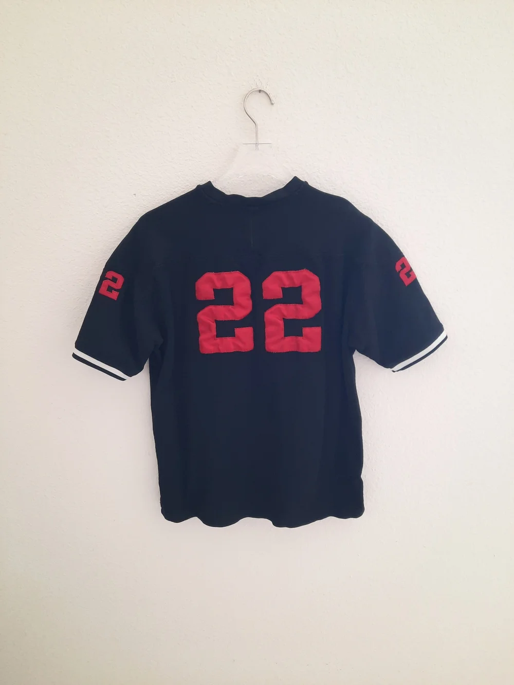 Ralph Lauren Polo Sport Black Short Sleeve V-Neck Shirt with Red Number 22